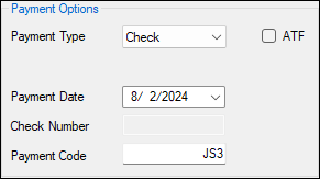 Payment options window